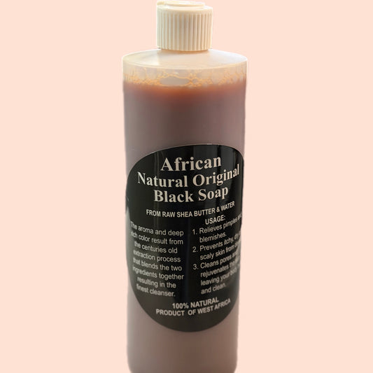 African Natural Original Black Soap From Raw Shea Butter & Water - 16 oz