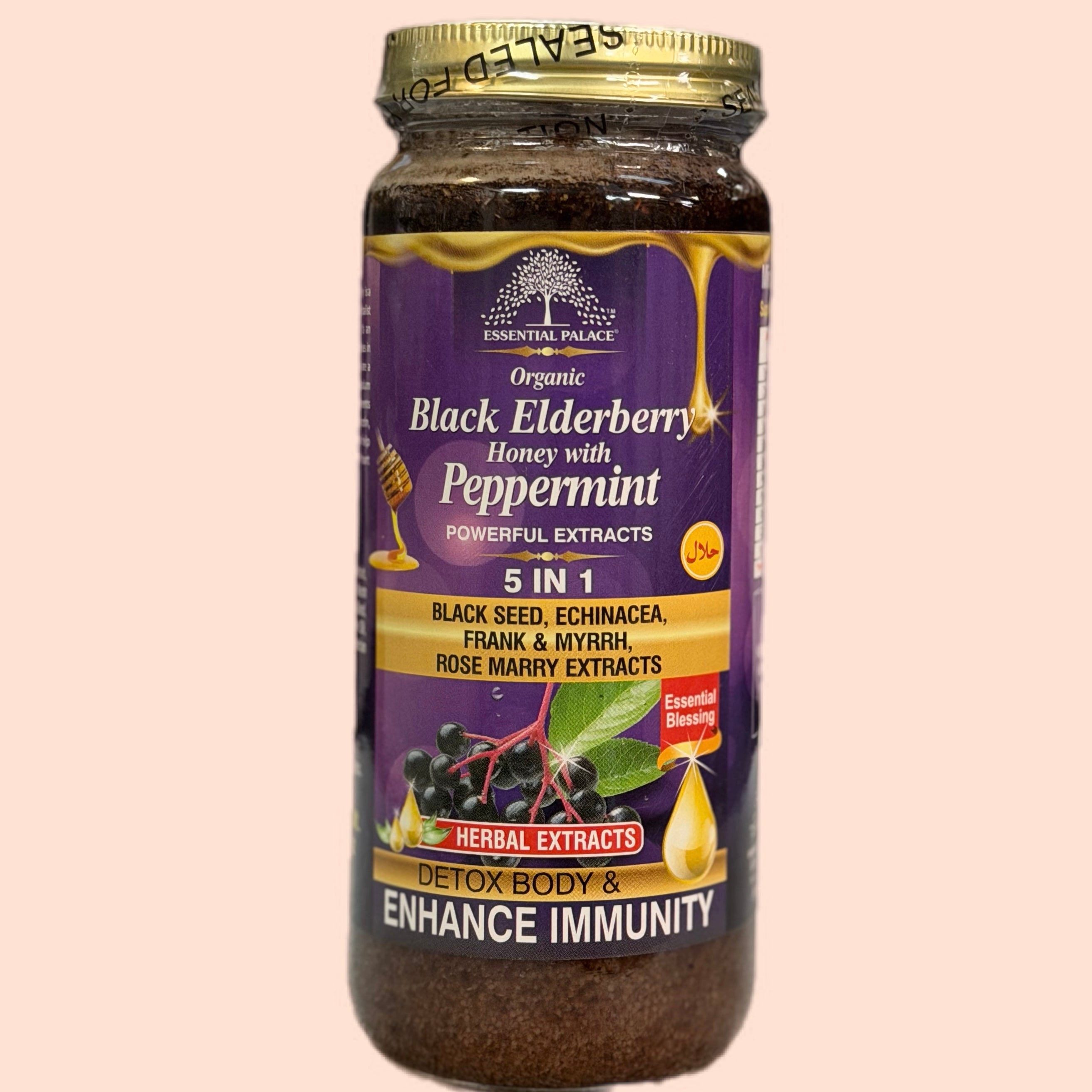Black Elderberry Honey with Peppermint - 5 in 1 – Bismillah Herbal Way