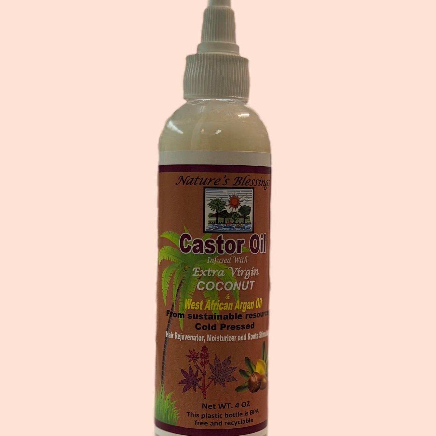 Castor Oil Infused With Coconut West African Argan Oil - 4 oz